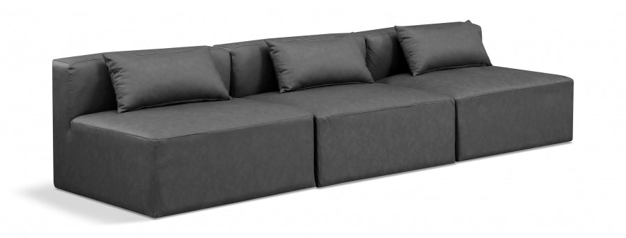 Cube Faux Leather Sofa Grey - 668Grey-S108A - Vega Furniture
