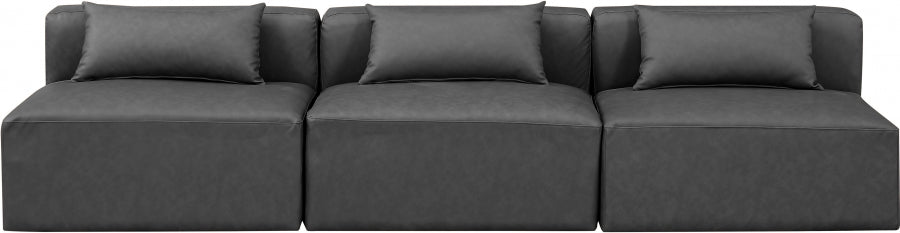 Cube Faux Leather Sofa Grey - 668Grey-S108A - Vega Furniture
