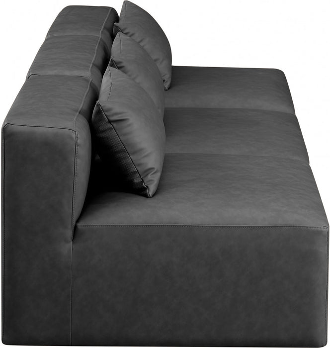 Cube Faux Leather Sofa Grey - 668Grey-S108A - Vega Furniture