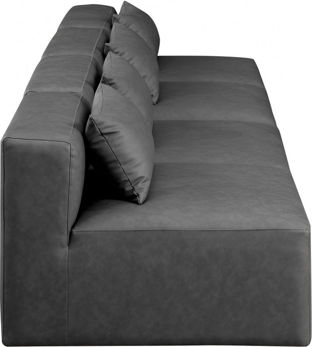 Cube Faux Leather Sofa Grey - 668Grey-S144A - Vega Furniture