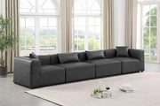 Cube Faux Leather Sofa Grey - 668Grey-S144B - Vega Furniture