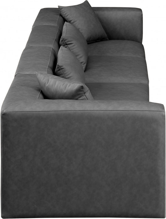 Cube Faux Leather Sofa Grey - 668Grey-S144B - Vega Furniture