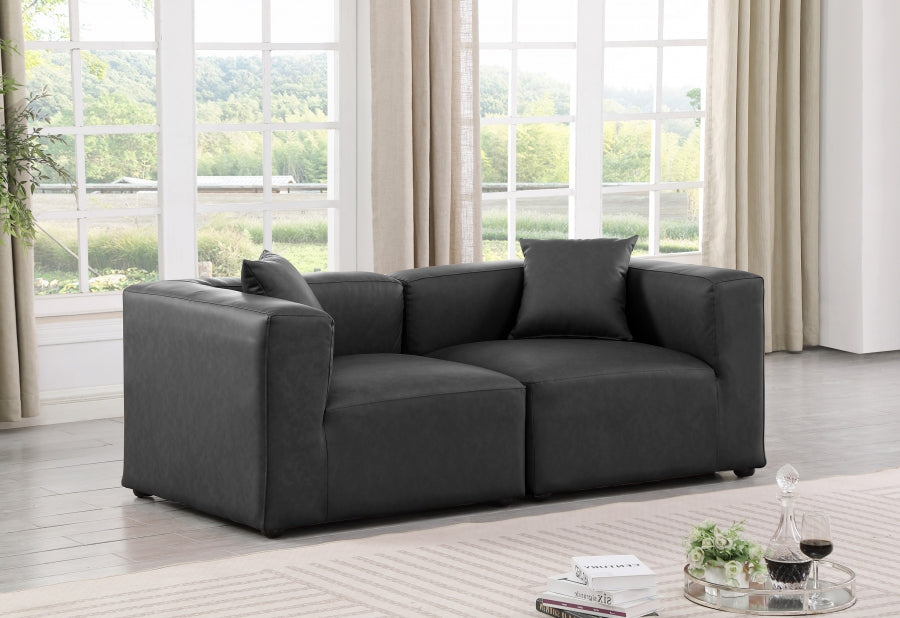 Cube Faux Leather Sofa Grey - 668Grey-S72B - Vega Furniture
