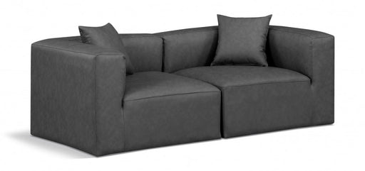 Cube Faux Leather Sofa Grey - 668Grey-S72B - Vega Furniture