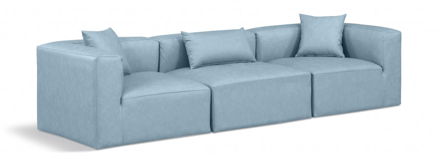Cube Faux Leather Sofa Light Blue - 668LtBlu-S108B - Vega Furniture