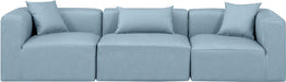 Cube Faux Leather Sofa Light Blue - 668LtBlu-S108B - Vega Furniture