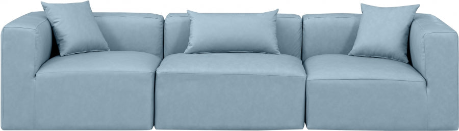 Cube Faux Leather Sofa Light Blue - 668LtBlu-S108B - Vega Furniture