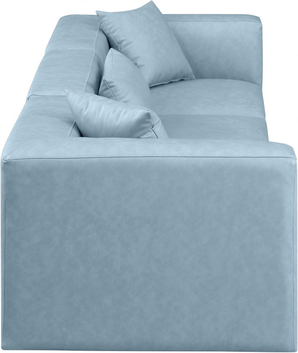 Cube Faux Leather Sofa Light Blue - 668LtBlu-S108B - Vega Furniture