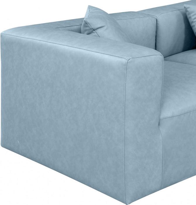 Cube Faux Leather Sofa Light Blue - 668LtBlu-S108B - Vega Furniture