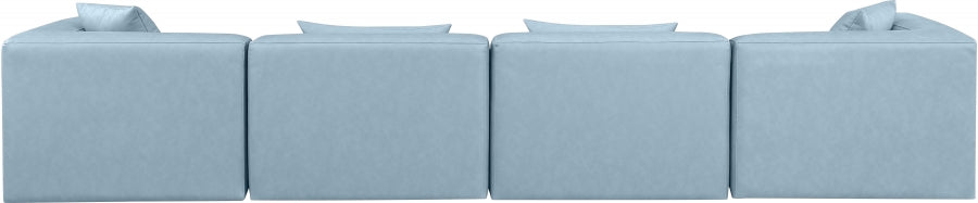 Cube Faux Leather Sofa Light Blue - 668LtBlu-S144B - Vega Furniture