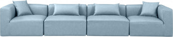 Cube Faux Leather Sofa Light Blue - 668LtBlu-S144B - Vega Furniture