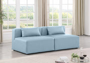 Cube Faux Leather Sofa Light Blue - 668LtBlu-S72A - Vega Furniture
