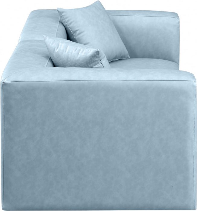 Cube Faux Leather Sofa Light Blue - 668LtBlu-S72B - Vega Furniture