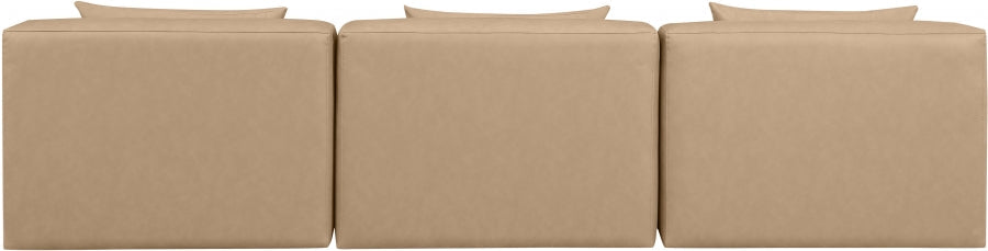 Cube Faux Leather Sofa Natural - 668Tan-S108A - Vega Furniture