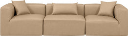 Cube Faux Leather Sofa Natural - 668Tan-S108B - Vega Furniture