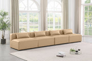 Cube Faux Leather Sofa Natural - 668Tan-S144A - Vega Furniture