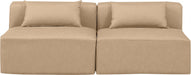 Cube Faux Leather Sofa Natural - 668Tan-S72A - Vega Furniture