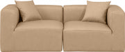 Cube Faux Leather Sofa Natural - 668Tan-S72B - Vega Furniture