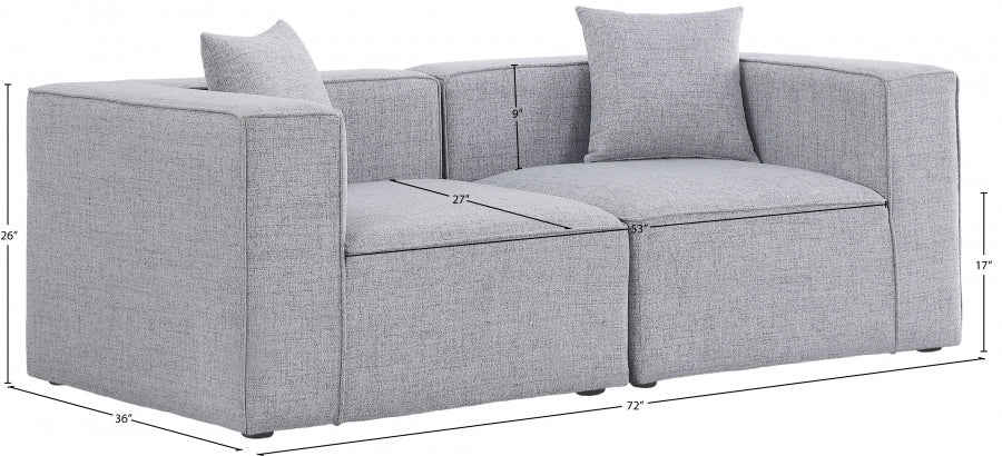 Cube Grey Modular Loveseat - 630Grey-S72B - Vega Furniture