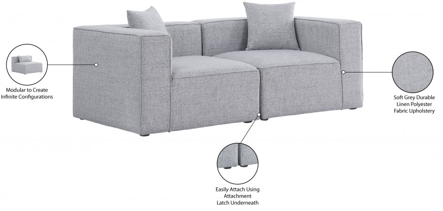 Cube Grey Modular Loveseat - 630Grey-S72B - Vega Furniture