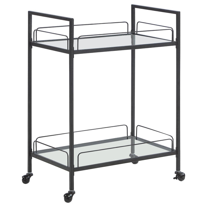 Curltis Clear/Black Serving Cart with Glass Shelves - 181065 - Vega Furniture