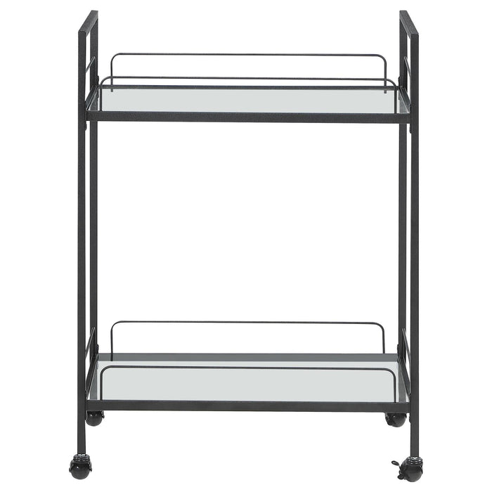 Curltis Clear/Black Serving Cart with Glass Shelves - 181065 - Vega Furniture