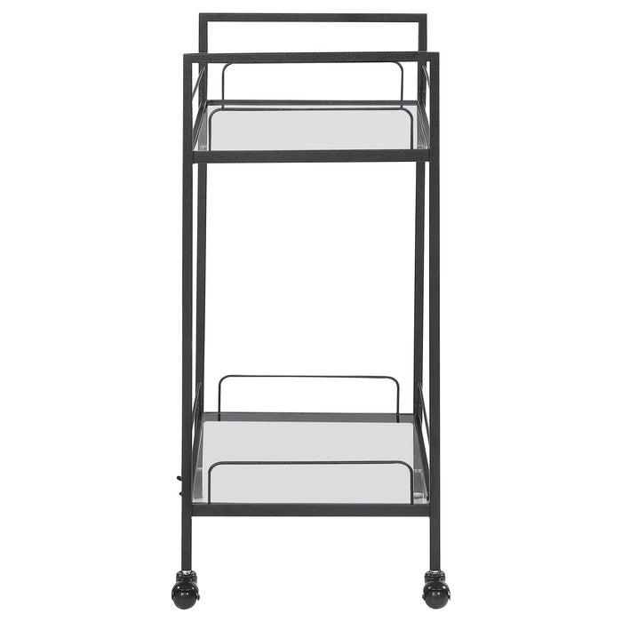 Curltis Clear/Black Serving Cart with Glass Shelves - 181065 - Vega Furniture