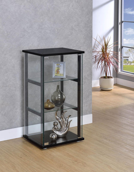 Cyclamen Black/Clear 3-Shelf Glass Curio Cabinet - 950179 - Vega Furniture