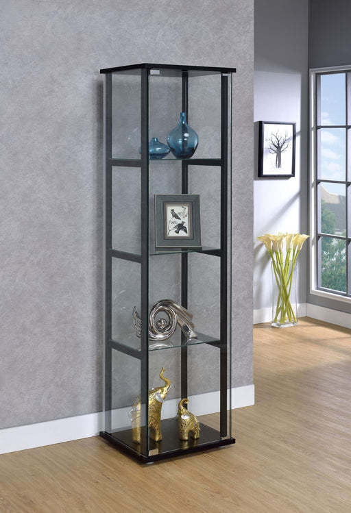 Cyclamen Black/Clear 4-Shelf Glass Curio Cabinet - 950171 - Vega Furniture