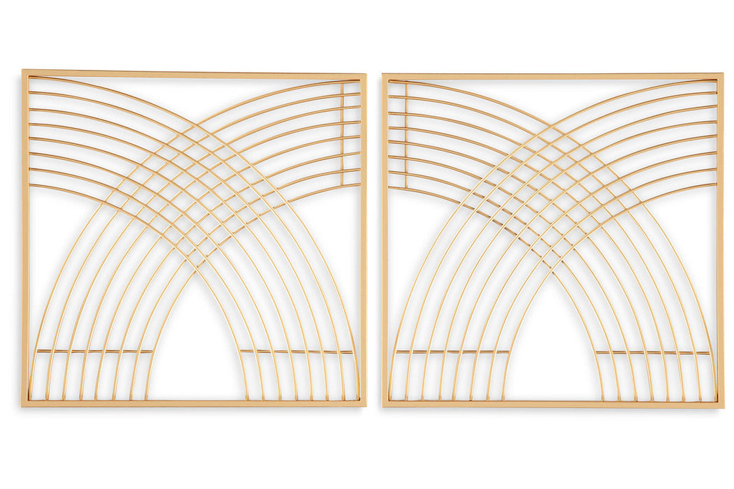 Dalkins Gold Finish Wall Decor, Set of 2 - A8010375 - Vega Furniture