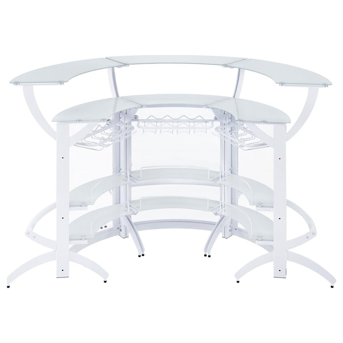Dallas 2-shelf Curved Home Bar White and Frosted Glass (Set of 3) - 182136-S3 - Vega Furniture