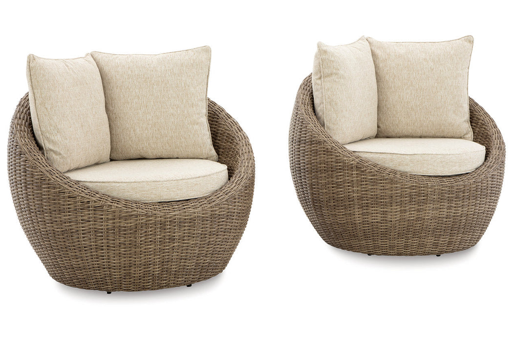 DANSON Beige Swivel Lounge with Cushion, Set of 2 - P505-821 - Vega Furniture