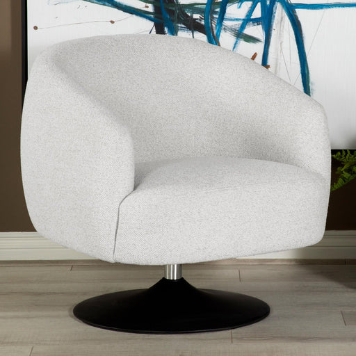 Dave Beige/Matte Black Upholstered Swivel Accent Chair - 905739 - Vega Furniture