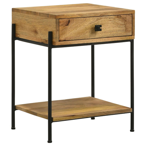 Declan Natural Mango/Black 1-Drawer Accent Table with Open Shelf - 959556 - Vega Furniture