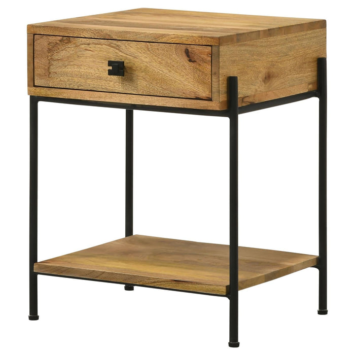 Declan Natural Mango/Black 1-Drawer Accent Table with Open Shelf - 959556 - Vega Furniture