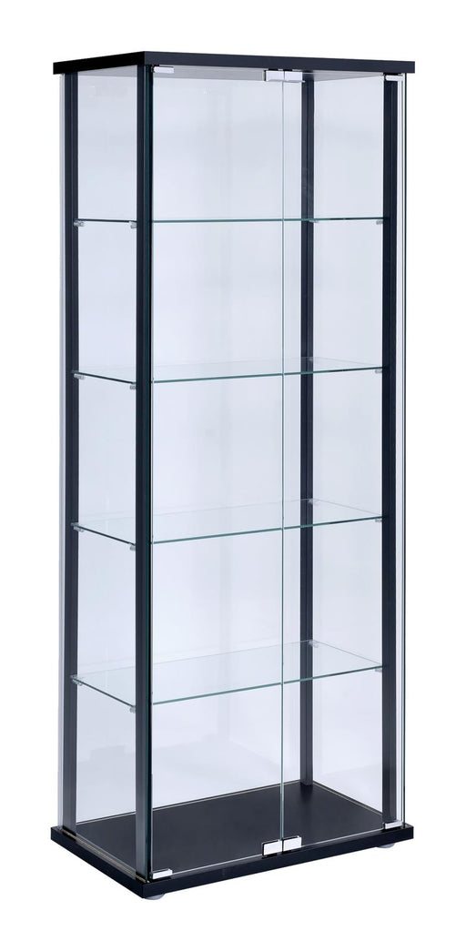 Delphinium Black/Clear 5-Shelf Glass Curio Cabinet - 950170 - Vega Furniture