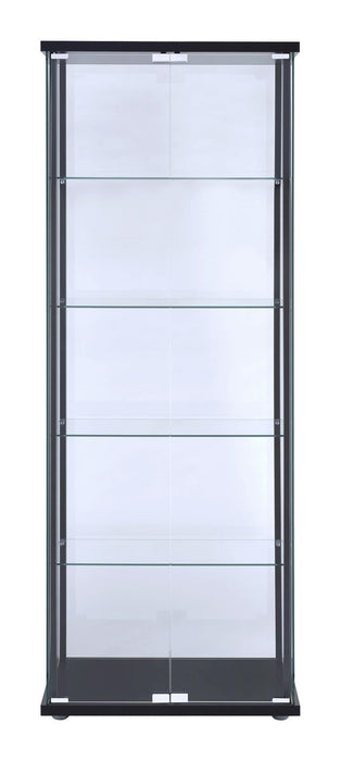 Delphinium Black/Clear 5-Shelf Glass Curio Cabinet - 950170 - Vega Furniture