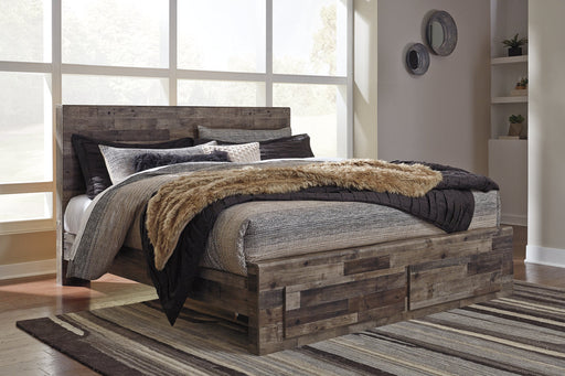 Derekson Multi Gray King Panel Bed with 2 Storage Drawers - SET | B100-14 | B200-58 | B200-56S | B200-95 - Vega Furniture
