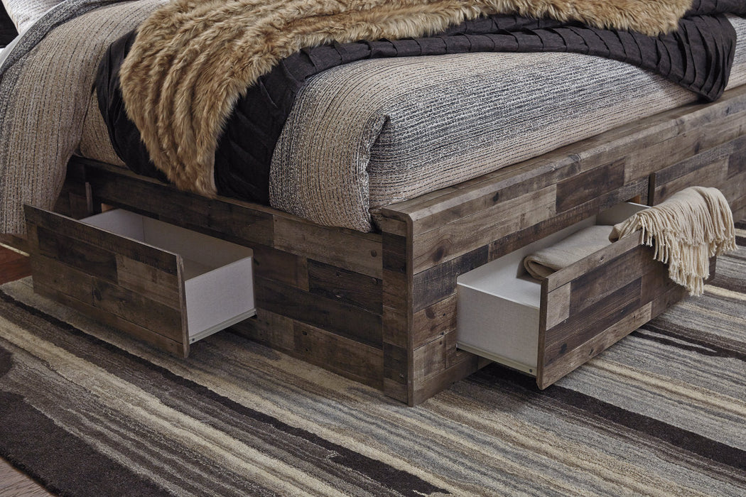 Derekson Multi Gray King Panel Bed with 4 Storage Drawers - SET | B100-14 | B200-58 | B200-56S | B200-60 | B200-95 - Vega Furniture
