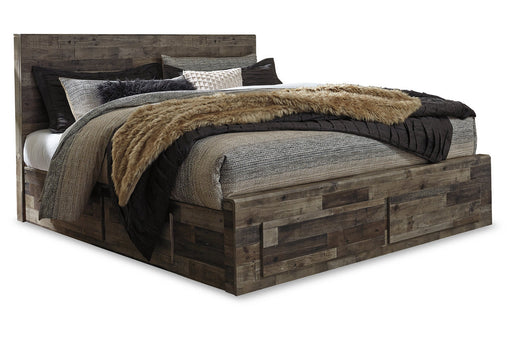 Derekson Multi Gray King Panel Bed with 6 Storage Drawers - SET | B100-14 | B200-58 | B200-56S | B200-60(2) - Vega Furniture