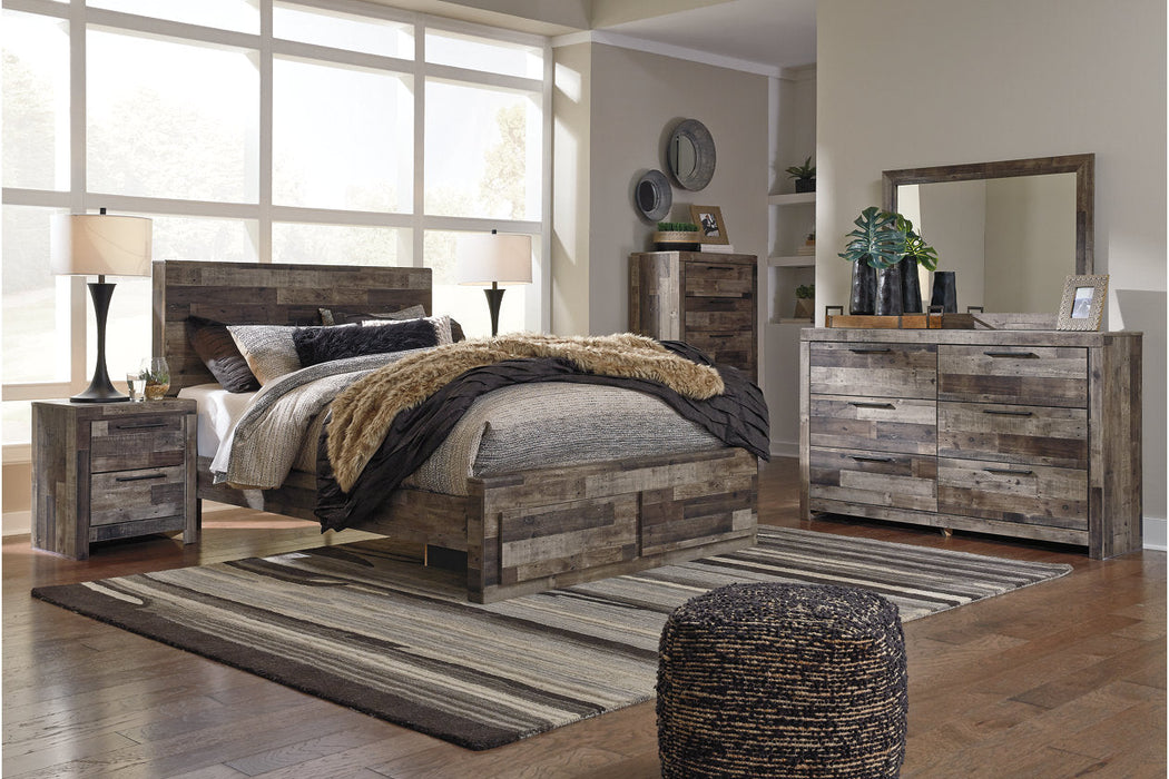 Derekson Multi Gray Queen Panel Bed with 2 Storage Drawers - SET | B100-13 | B200-57 | B200-54S | B200-95 - Vega Furniture