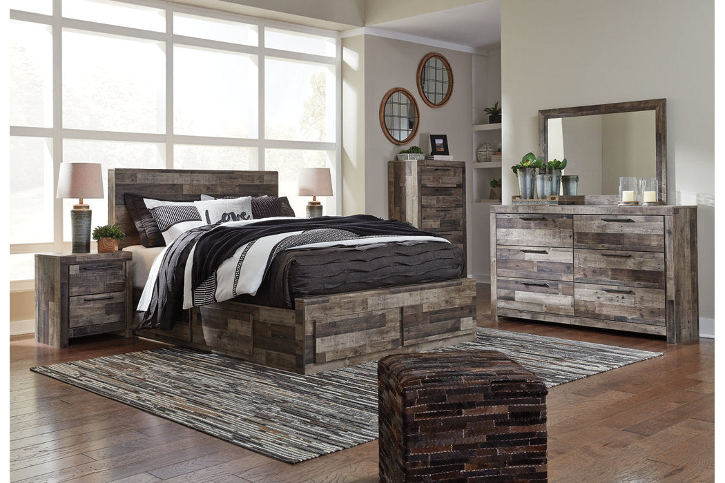 Derekson Multi Gray Queen Panel Bed with 4 Storage Drawers - SET | B100-13 | B200-57 | B200-54S | B200-60 | B200-95 - Vega Furniture