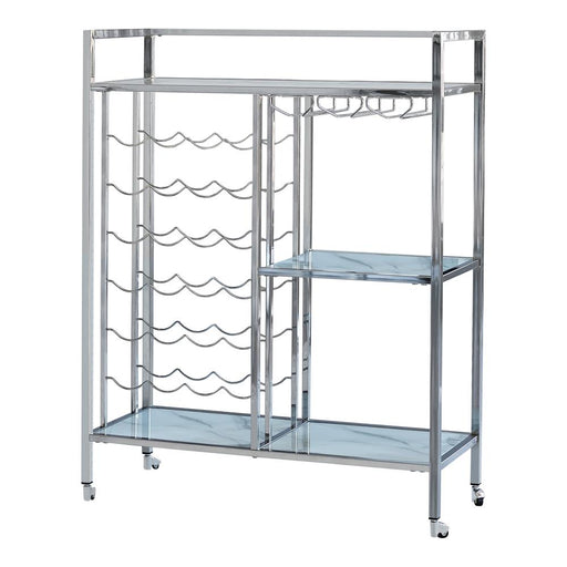 Derion Chrome Glass Shelf Serving Cart with Casters - 181370 - Vega Furniture