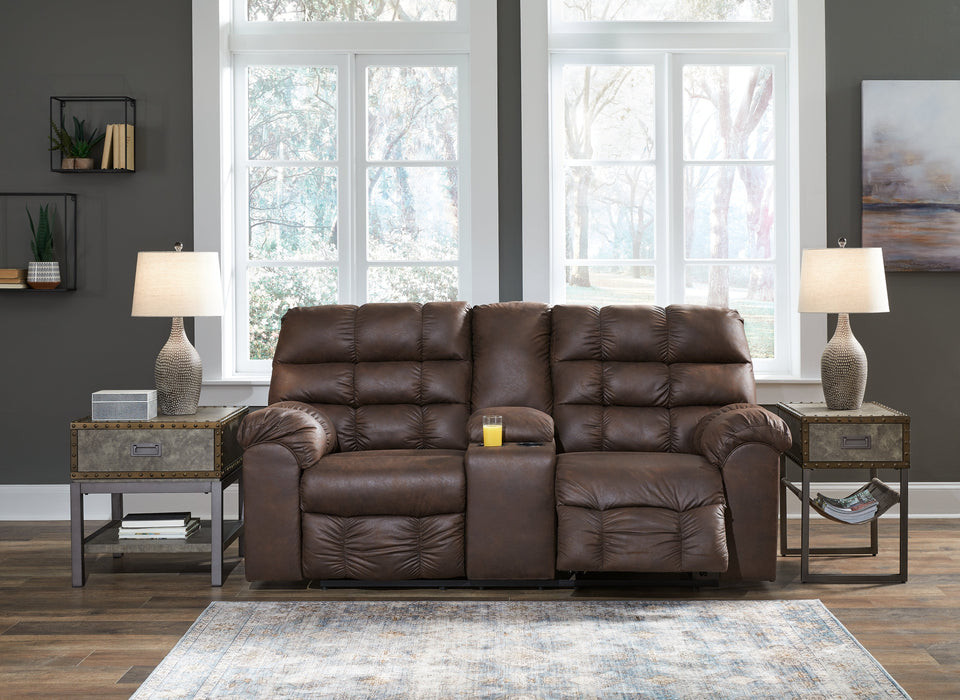 Derwin Nut Reclining Loveseat with Console - 2840194 - Vega Furniture