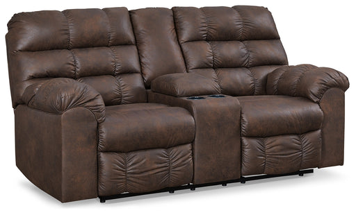 Derwin Nut Reclining Loveseat with Console - 2840194 - Vega Furniture