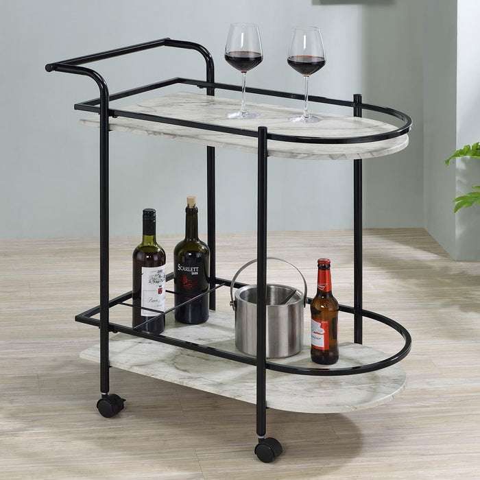 Desiree Black Rack Bar Cart with Casters - 181376 - Vega Furniture