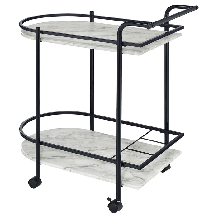 Desiree Black Rack Bar Cart with Casters - 181376 - Vega Furniture