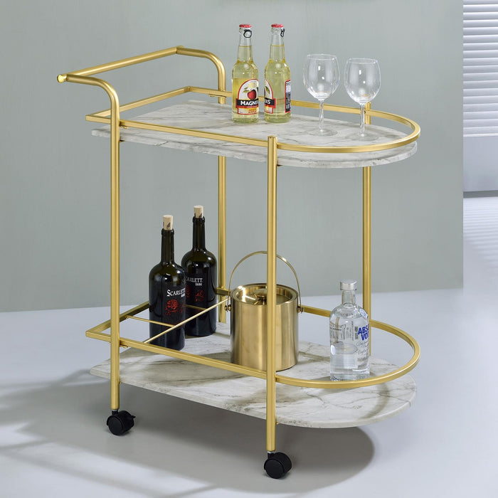 Desiree Gold Rack Bar Cart with Casters - 181377 - Vega Furniture