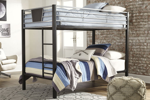 Dinsmore Black/Gray Twin over Twin Bunk Bed with Ladder - B106-59 - Vega Furniture