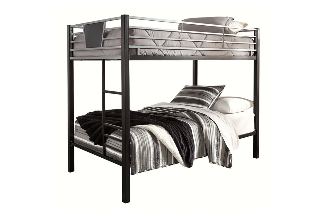 Dinsmore Black/Gray Twin over Twin Bunk Bed with Ladder - B106-59 - Vega Furniture